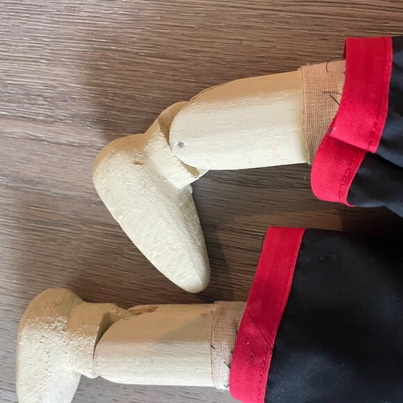 Asian Wooden & Plush Collectible Set of 2 Dolls Vintage Hand Painted Jointed 18" - Picture 6 of 6